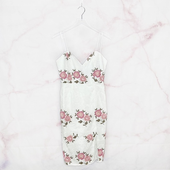 X by NBD Trey Midi Dress in Ivory & Pink - Picture 3 of 7